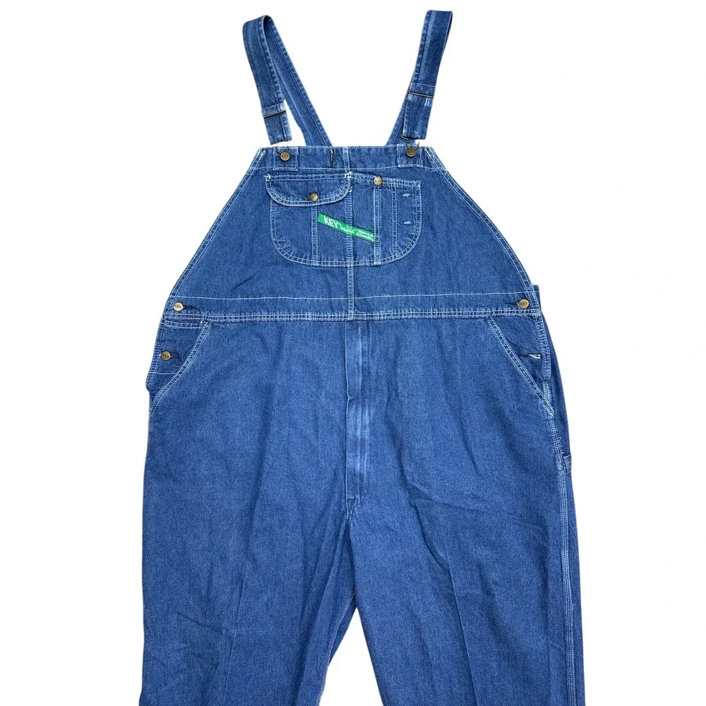 KEY Imperial Denim Overalls Men's Size W56 L30‎ Blue Cotton Workwear Carpenter